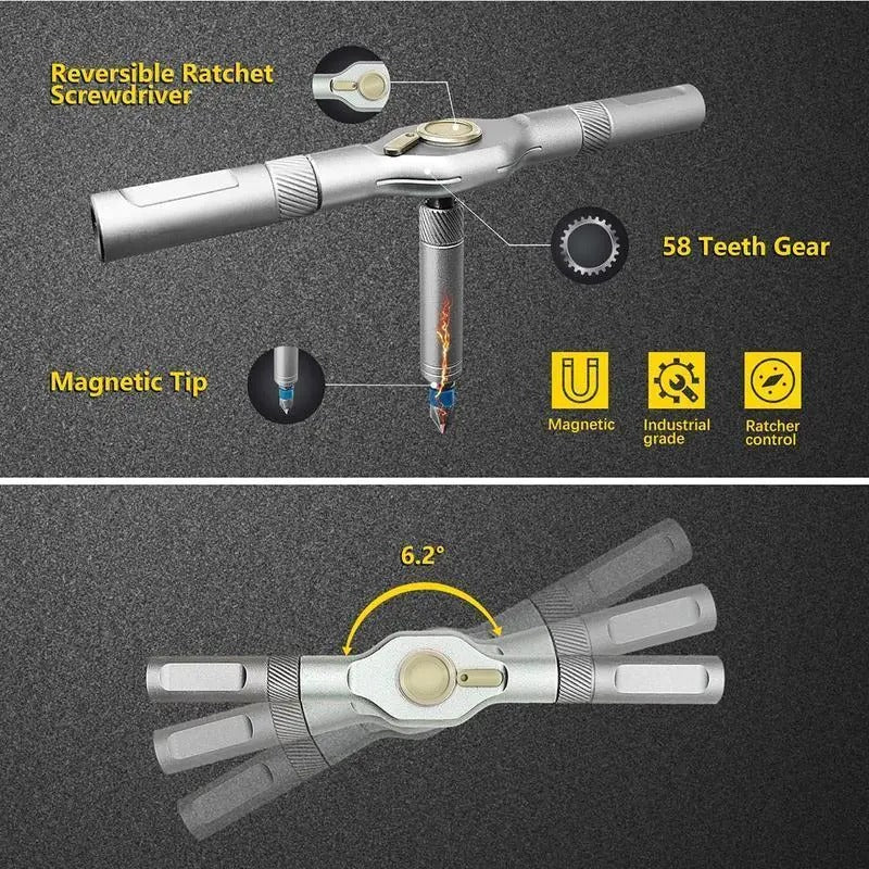 Magnetic Ratchet Screwdriver Set, S2 Steel Precision Screwdriver Kit for Furniture Assembly, Home Repair & DIY