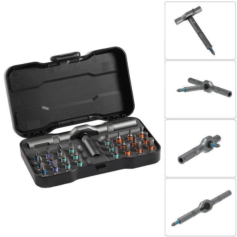 Magnetic Ratchet Screwdriver Set, S2 Steel Precision Screwdriver Kit for Furniture Assembly, Home Repair & DIY
