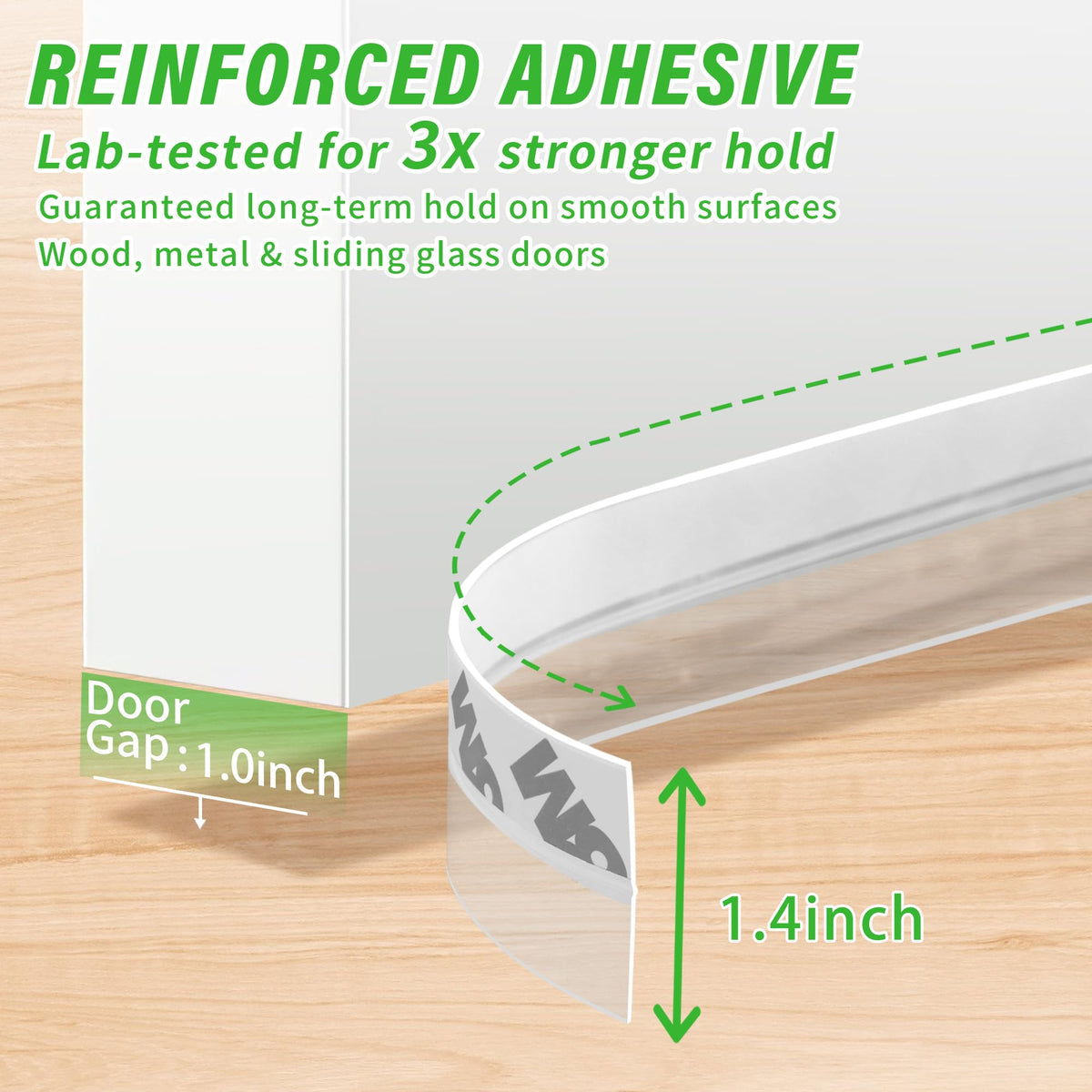 1.4 Inch Weather Stripping Door Seal, Silicone Draft Stopper for Doors and Windows