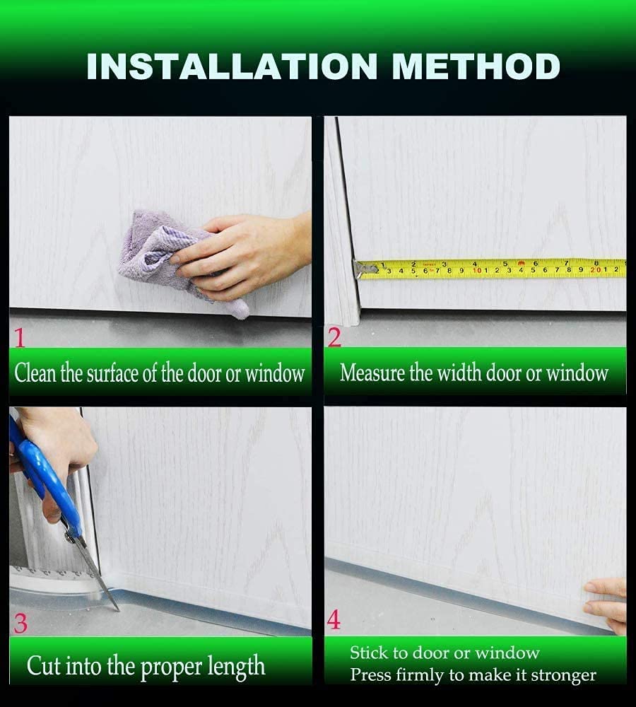 1.4 Inch Weather Stripping Door Seal, Silicone Draft Stopper for Doors and Windows