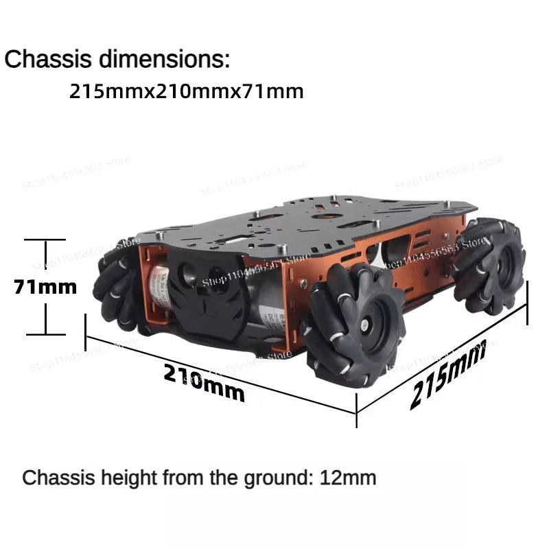 10-25Kg Load RC Tank Robot with Mecanum Wheels, Arduino DIY Kit 12V Encoder Motor PS2 Programmable for Robotics