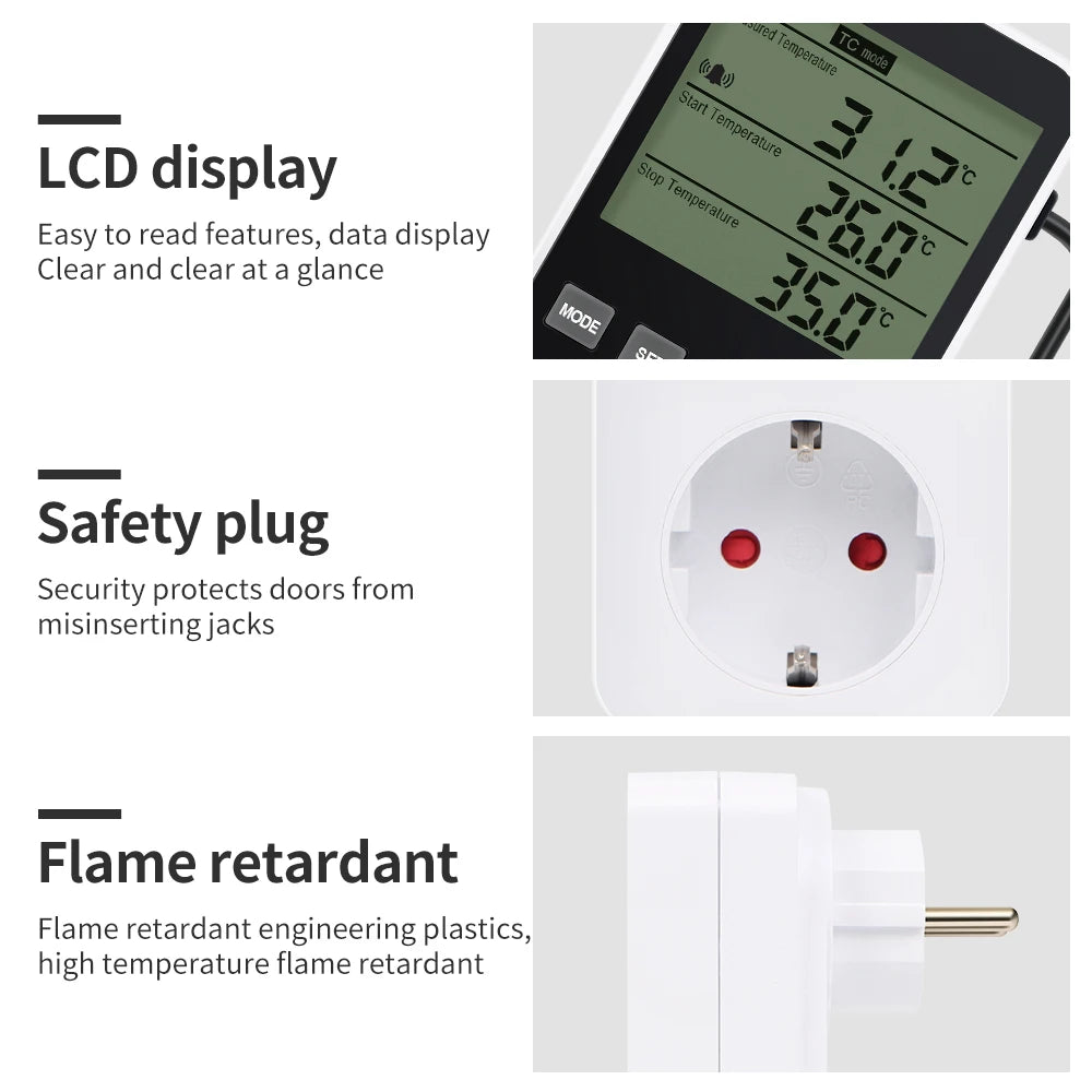 Digital Temperature Humidity Controller Household Thermostat Regulator NTC Sensor Humidity Temp Control Socket EU UK US FR Plug