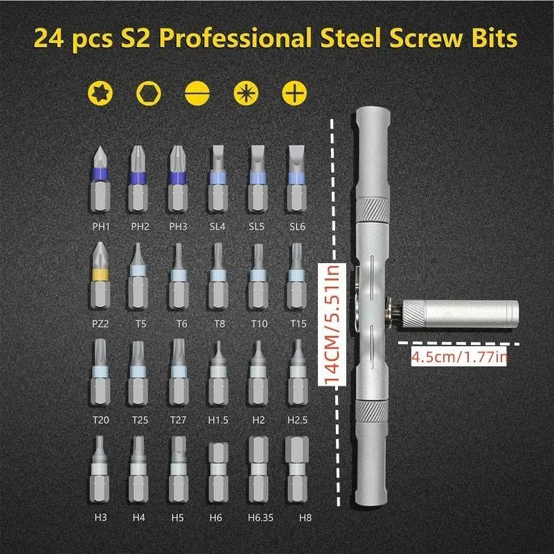 Magnetic Ratchet Screwdriver Set, S2 Steel Precision Screwdriver Kit for Furniture Assembly, Home Repair & DIY