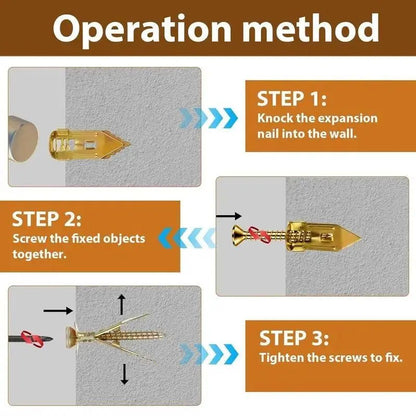 Self-Drilling Drywall Anchors Kit with Screws, Hooks and Brackets for Easy Wall Mounting
