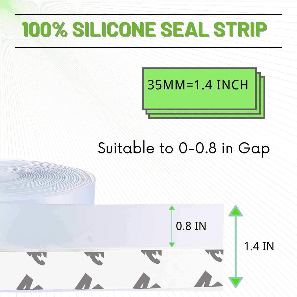 1.4 Inch Weather Stripping Door Seal, Silicone Draft Stopper for Doors and Windows