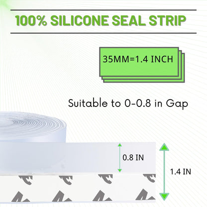1.4 Inch Weather Stripping Door Seal, Silicone Draft Stopper for Doors and Windows