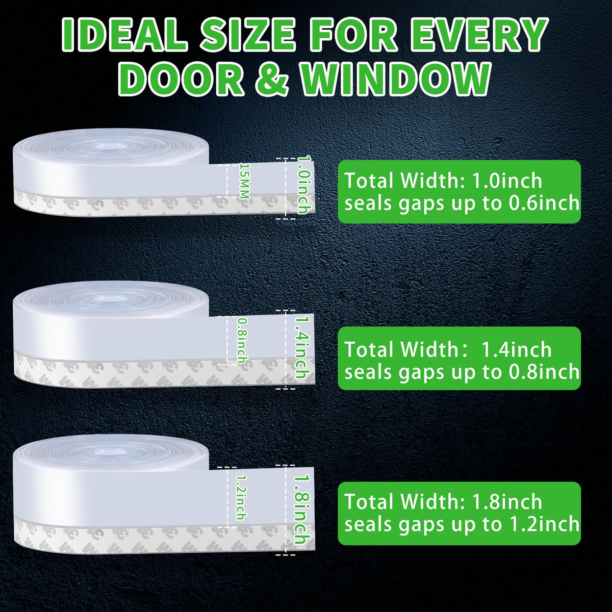 1.4 Inch Weather Stripping Door Seal, Silicone Draft Stopper for Doors and Windows