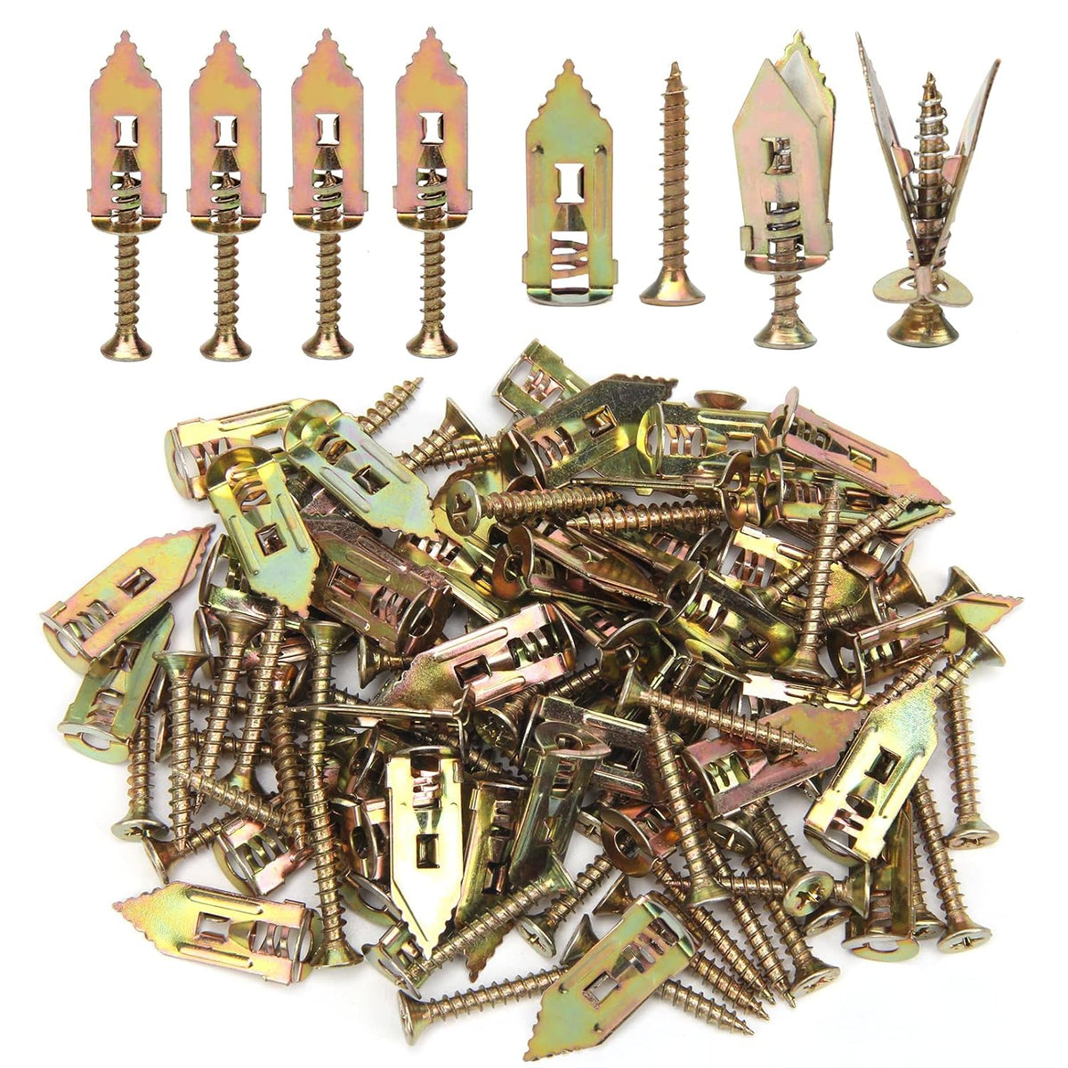 Self-Drilling Drywall Anchors Kit with Screws, Hooks and Brackets for Easy Wall Mounting
