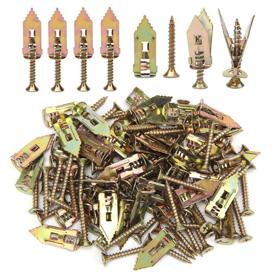 Self-Drilling Drywall Anchors Kit with Screws, Hooks and Brackets for Easy Wall Mounting