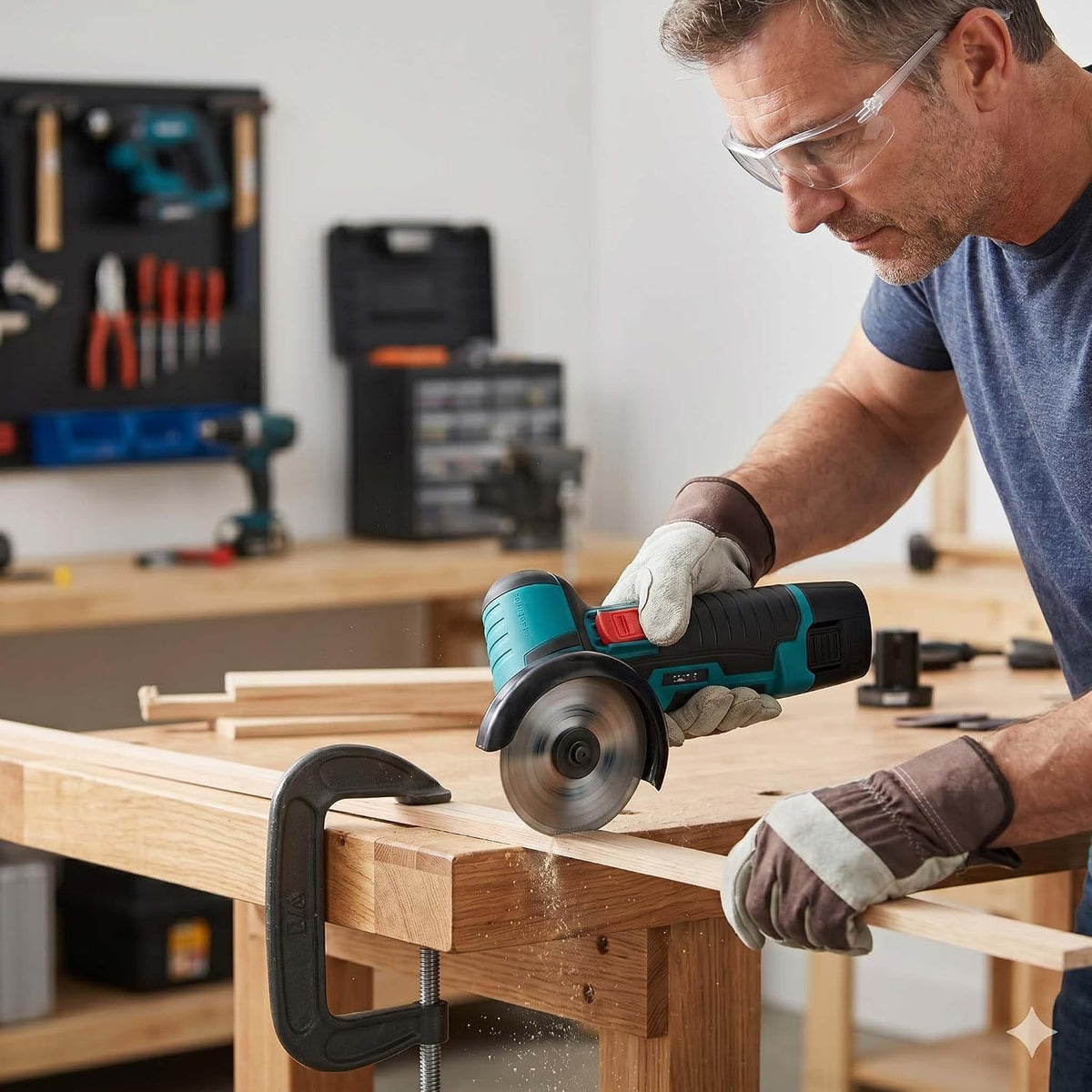 12V Cordless Mini Brushless Angle Grinder Kit with 2 Batteries and 4 Cutting Blades, 19500 RPM