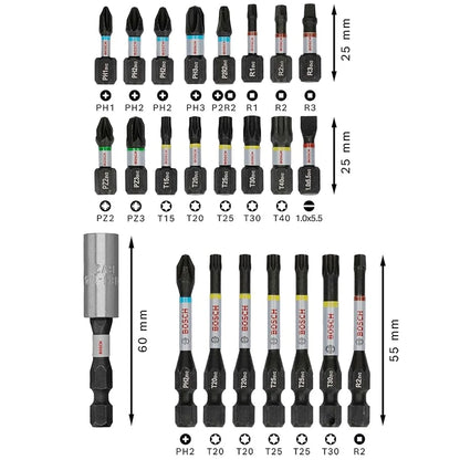 Bosch 2608521U75 PRO Impact Screwdriver Bit Set Robust HSS Sleeve With Moisture-Proof Storage Box Power Tool Accessories