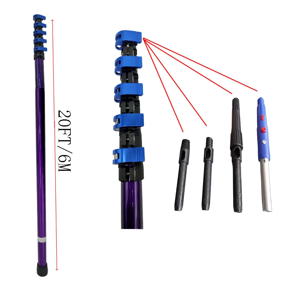 Solar Cleaner 12FT/20FT Trad Pole Carbon Fiber for Window Cleaning (3.6 Meter / 6.0 Meter)