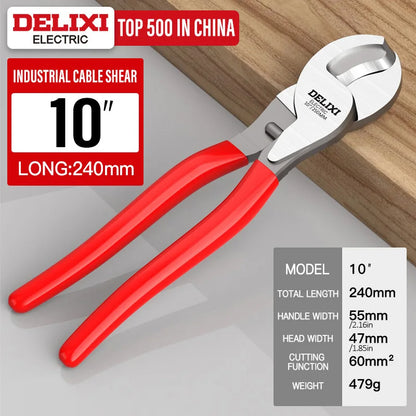 DELIXI ELECTRIC Cable Cutter, Wire Stripper Pliers, Chromium Vanadium Steel Forging, Used to Sharp Cutting Cables and Strip Wire