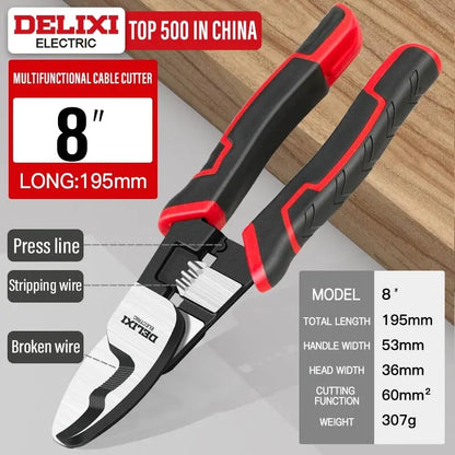 DELIXI ELECTRIC Cable Cutter, Wire Stripper Pliers, Chromium Vanadium Steel Forging, Used to Sharp Cutting Cables and Strip Wire