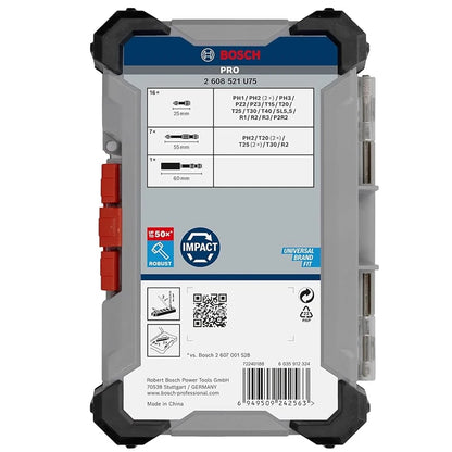 Bosch 2608521U75 PRO Impact Screwdriver Bit Set Robust HSS Sleeve With Moisture-Proof Storage Box Power Tool Accessories