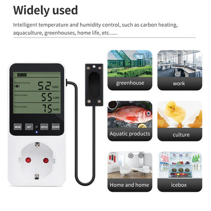 Digital Temperature Humidity Controller Household Thermostat Regulator NTC Sensor Humidity Temp Control Socket EU UK US FR Plug